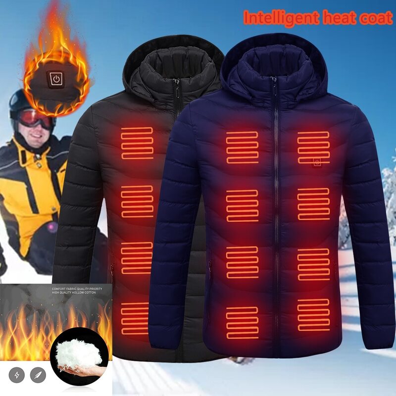 Chaquetas calefactables de algodón para hombre y mujer, ropa de invierno cálida, calefacción eléctrica por USB, con capucha, chaqueta tapado térmico, envío rápido
