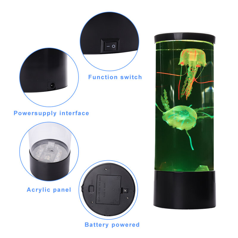 Lampa meduzy LED lampka nocna zmiana koloru Jellyfish Tank akwarium lampa Led relaksująca lampa nastrojowa lampa Lava prezenty dla dzieci