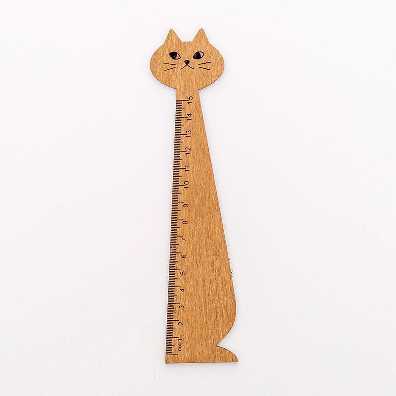 Règle créative en bois pour dessin de chat, fournitures de papeterie d'apprentissage