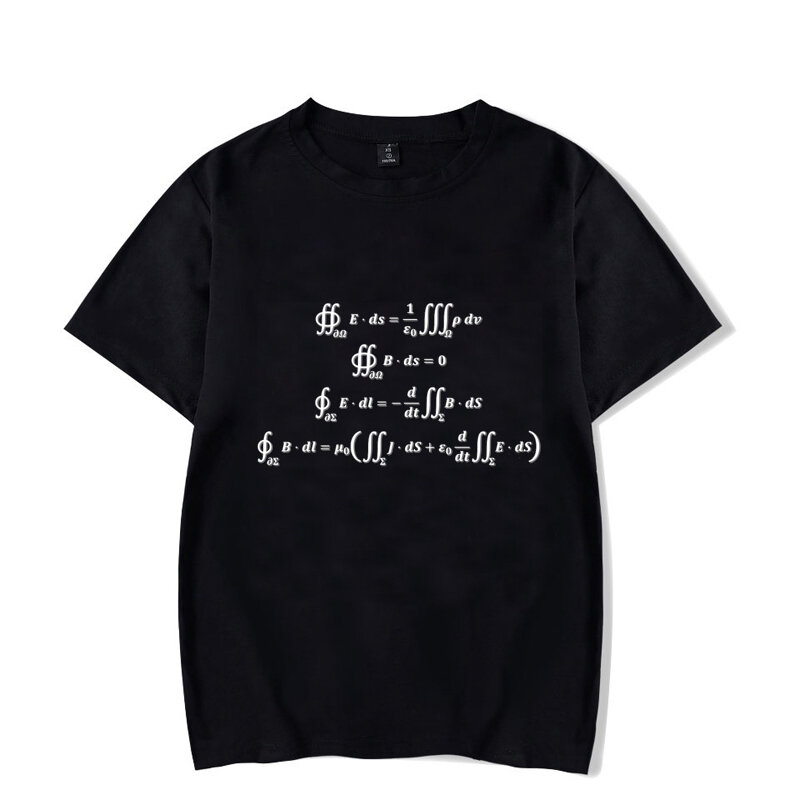 T-shirt d'été à col rond pour homme, streetwear, décontracté, Hip Hop, basique, avec impression de maths