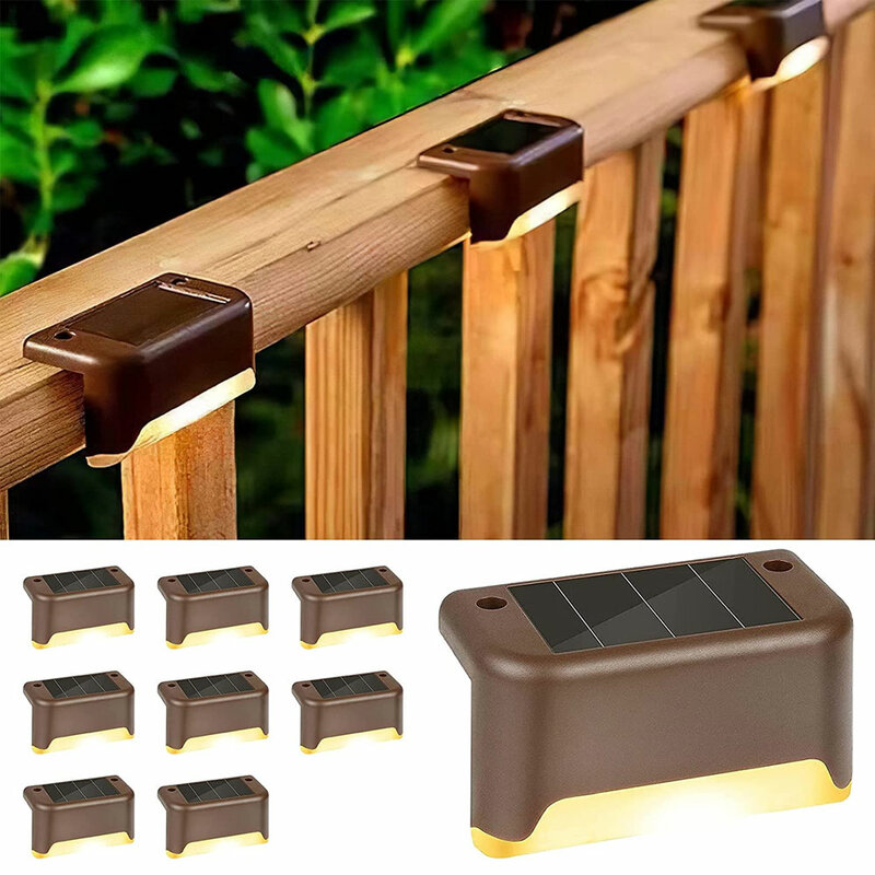 1/4/8/16 pces led solar escada lâmpada passo luzes solares ao ar livre lâmpada para cerca deck trilhos e escadas caminho quintal pátio noite ligh