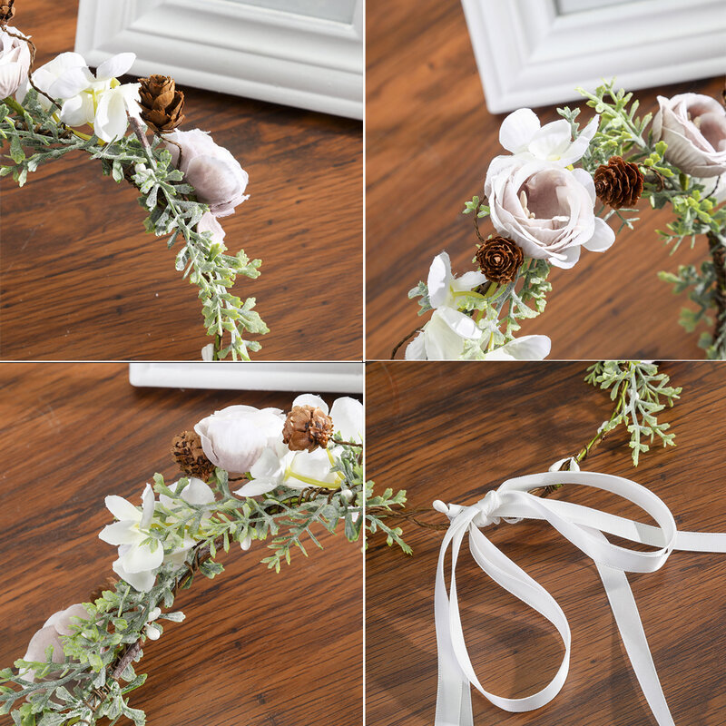 Molans-coroa de flores artificiais, acessório manual para casamento, elegante, colorida, de plástico, com folhas, 2020