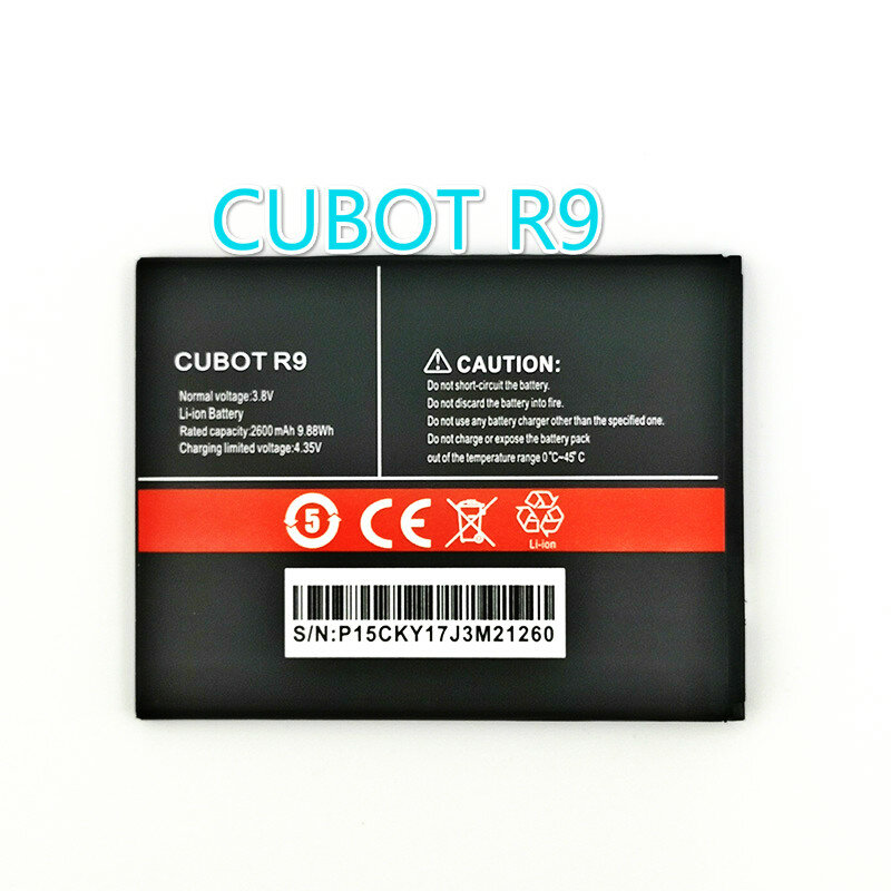 Batterie 2600mAh pour CUBOT R9, haute qualité, avec numéro de suivi, originale, nouvelle collection