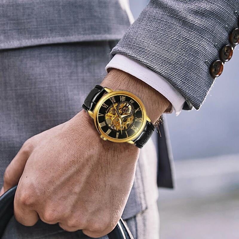 Homem mecânico relógio de ouro dos homens relógios marca superior luxo 2021 vencedor relógio masculino esqueleto couro forsining 3d oco gravura