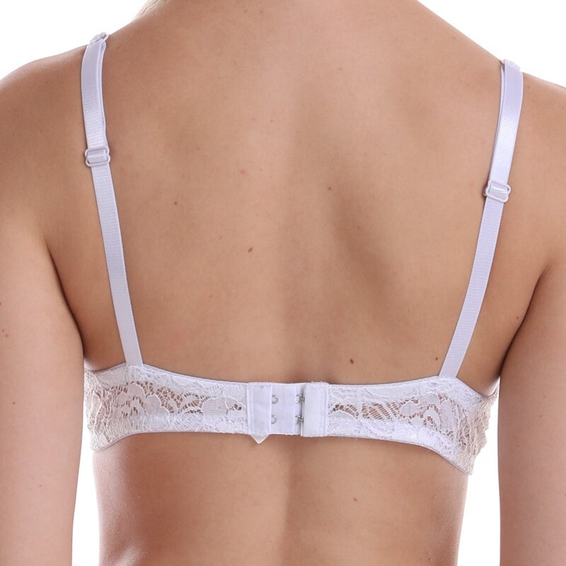 Beauwear Solid White Lace Bra for Women A B C D Cup Comfort Mold Cup Underwear Female Sexy Unlined Push Up Underwire Bralette