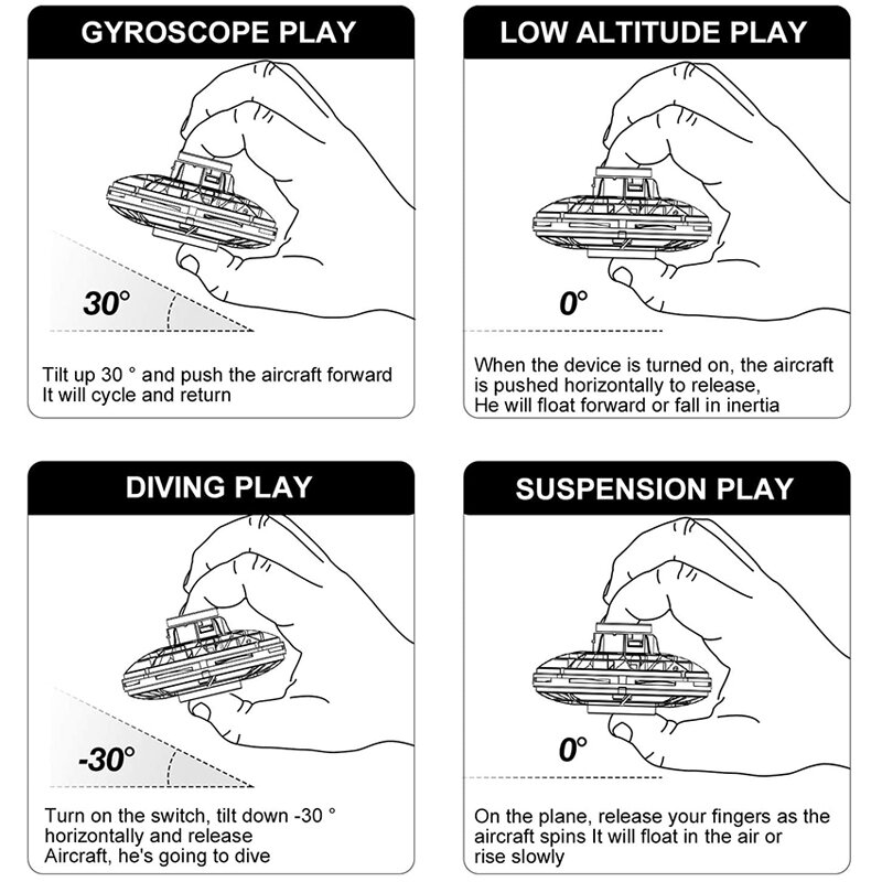 Mainan Kompresi Gyro Ujung Jari Terbang Bola Terbang Berputar Lampu LED Pesawat Induksi Suspensi UFO Mainan Anak-anak