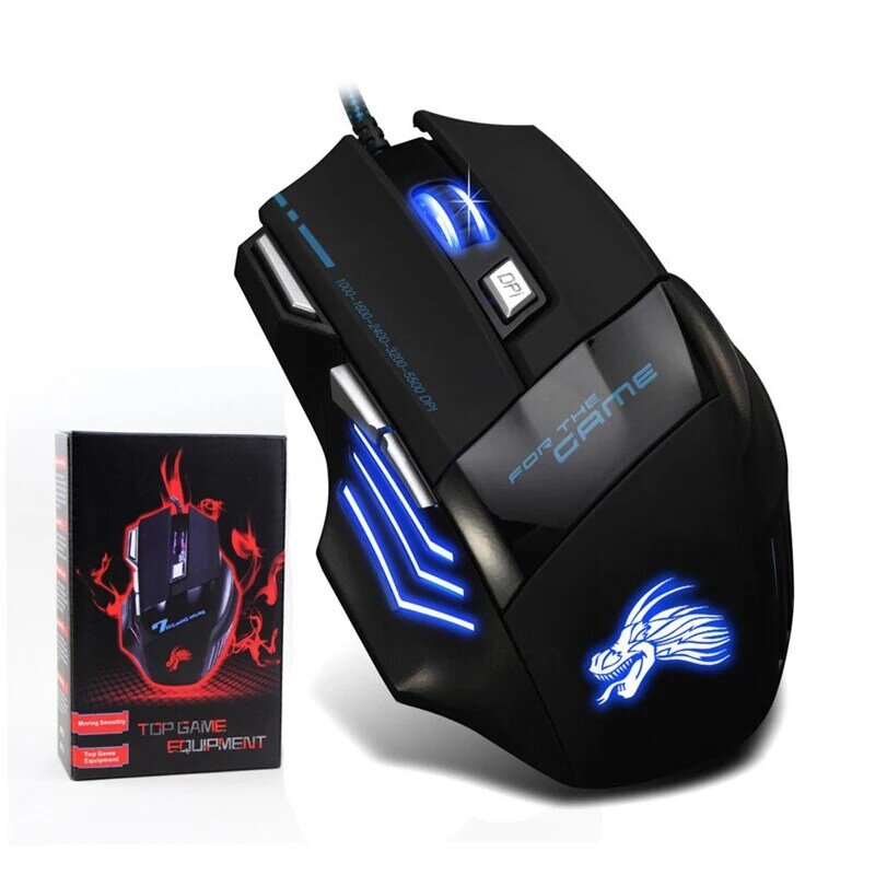 Computer Muis Usb Wired Gaming Mouse 7 Knoppen 5500 Dpi Verstelbare Led Backlit Optical Gamer Muizen Voor Pc Laptop Notebook