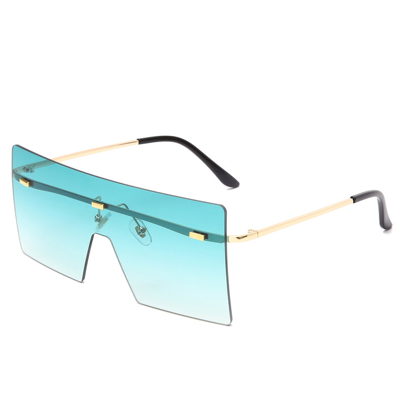 نظارات شمسية ريترو بدون إطار للنساء ، نظارات شمسية كبيرة الحجم ، معدنية ، عتيقة ، تصميم فاخر للعلامة التجارية