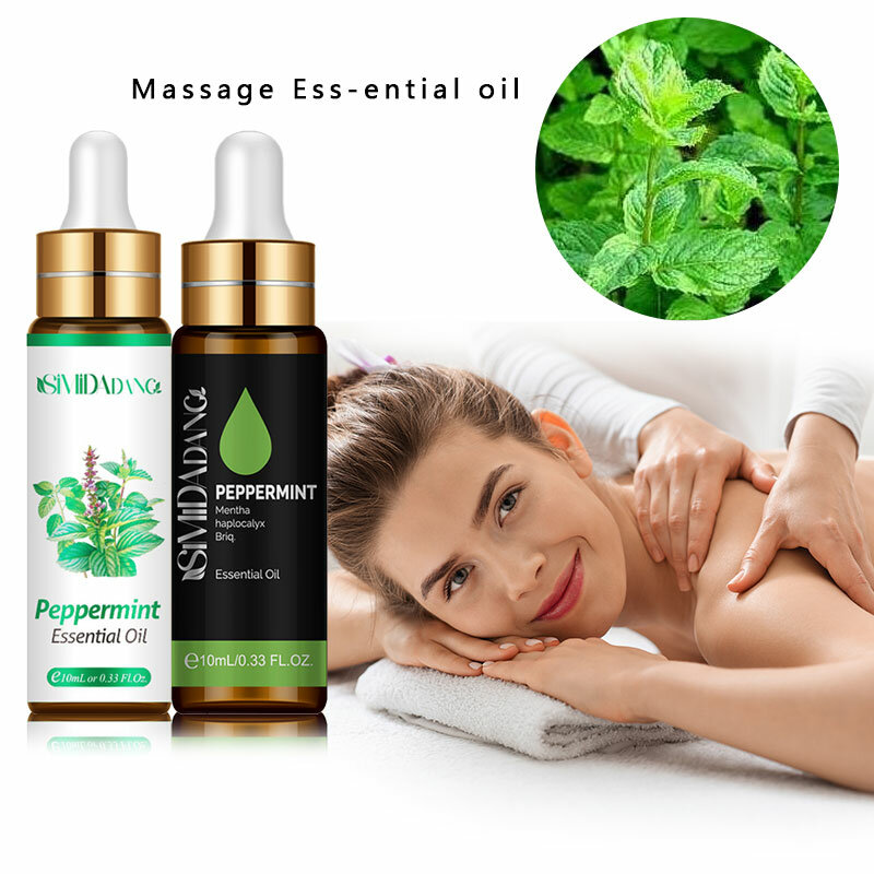 10ML di olio essenziale di menta piperita con contagocce olio da massaggio rinfrescante migliora la pelle olio per cuticole cura dei capelli oli aromatici per aromaterapia