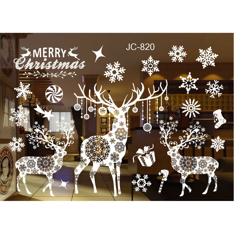 Christmas Snowflake Animal Window Stickers, Winter Party Decorations Stickers
