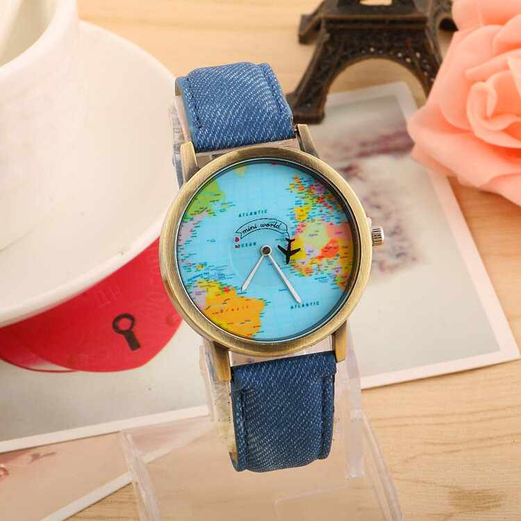 Orologio da aereo Vintage in tela di jeans orologio da polso al quarzo da uomo Design creativo orologio da donna regalo orologio da coppia Relogios Masculinos 2021