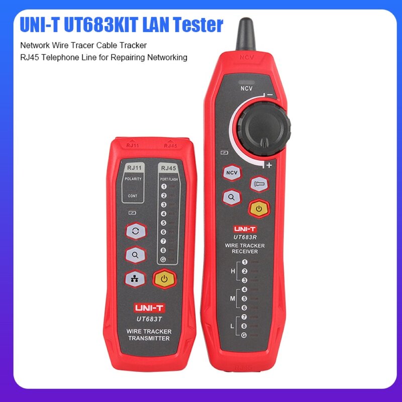 UNI-T-rastreador de Cable de red, probador Lan UT683KIT, rastreador de línea telefónica RJ45 para reparación de red