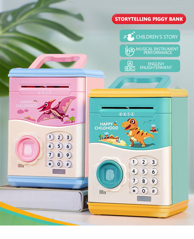 Mini caixa de música crianças brinquedos eletrônico mealheiro moeda caixa de poupança de dinheiro para crianças ótimo presente crianças impressão digital automática brinquedo aberto