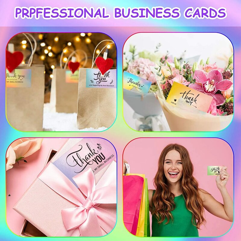 Tarjeta de felicitación láser de agradecimiento, etiqueta de sellado de mi pequeño negocio, tarjeta de decoración de regalo, 5x9 CM, 10 Uds.