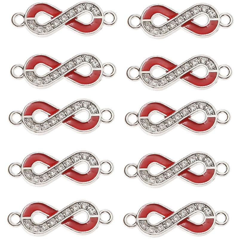 Pingente de joia em liga, acessórios de conexão 10 argolas 8 forma de palavra para pulseira colar pulseira diy acessórios especiais de joias
