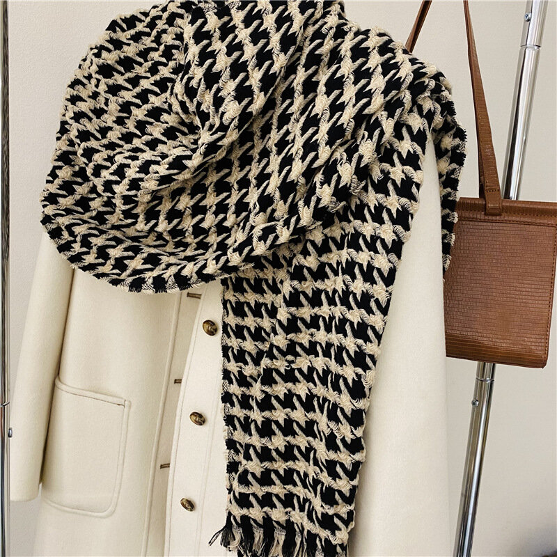 2021 marca de luxo das mulheres cachecol xadrez cashmere inverno quente xale envoltório bandana pashmina longa borla feminino foulard cobertor grosso