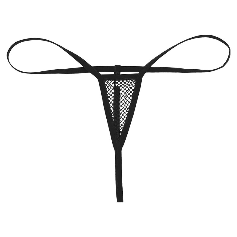 เซ็กซี่ชุดชั้นในสตรีเร้าอารมณ์ชุดชั้นใน Sissy กางเกงยืดดูผ่าน Fishnet ก้นเปิด G-String Thong ต่ำเอว Underpant