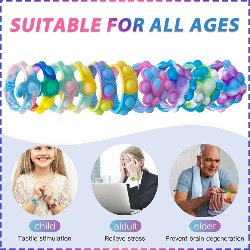 Pop Armband, Pop Blase Armband Wearable, Zappeln Poppers Armband Helfen Kinder Erwachsene mit Autistischen & ADHS