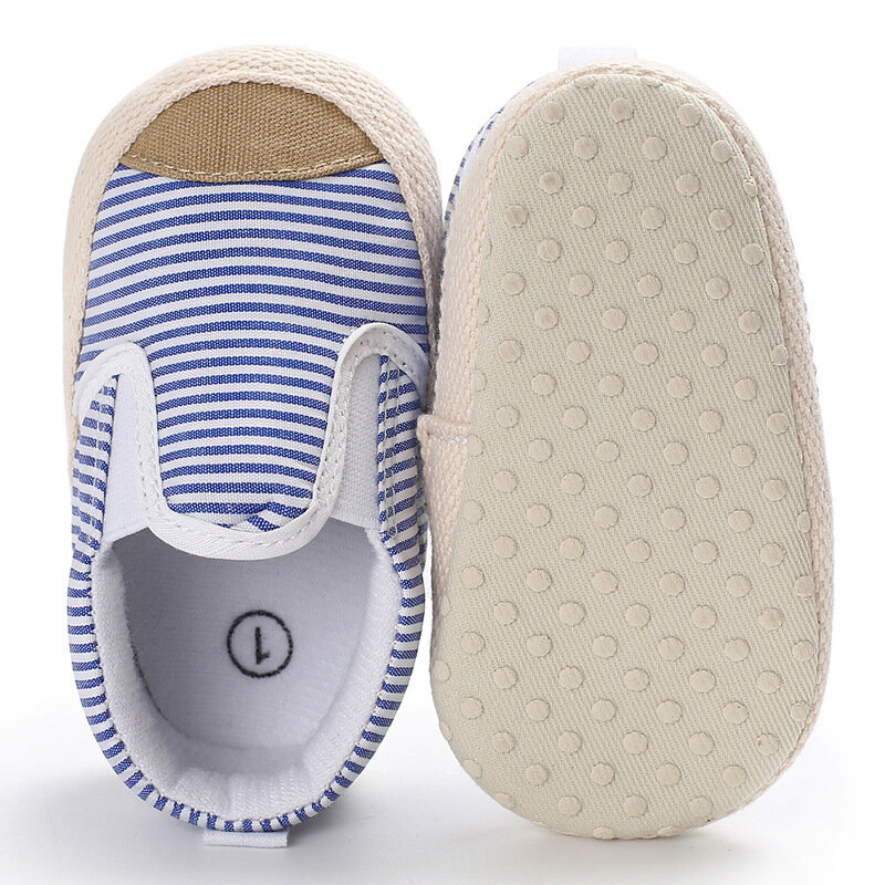 Bayi Lucu Sepatu Bayi Gadis Anak Laki-laki Bergaris Sepatu Indah Bayi Pertama Walkers Soft Sole Balita Sepatu Bayi untuk 0-18M
