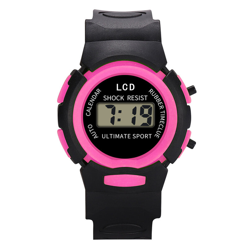 어린이 간단한 디자인 디지털 스포츠 시계 새로운 패션 LED 전자 디스플레이 방수 손목 시계 PU 밴드 스트랩 시계 아이