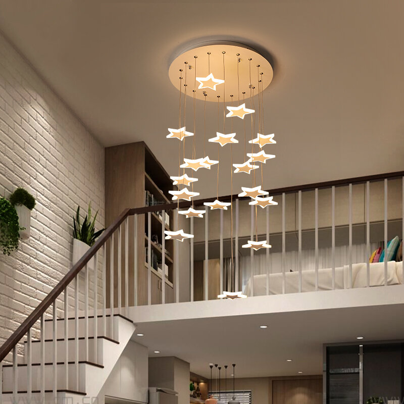 الحديثة led الثريا مصباح لغرفة المعيشة داخلي دوبلكس الدرج الثريا تركيبات العلية غرفة الطعام المطبخ طاولة بار مصباح