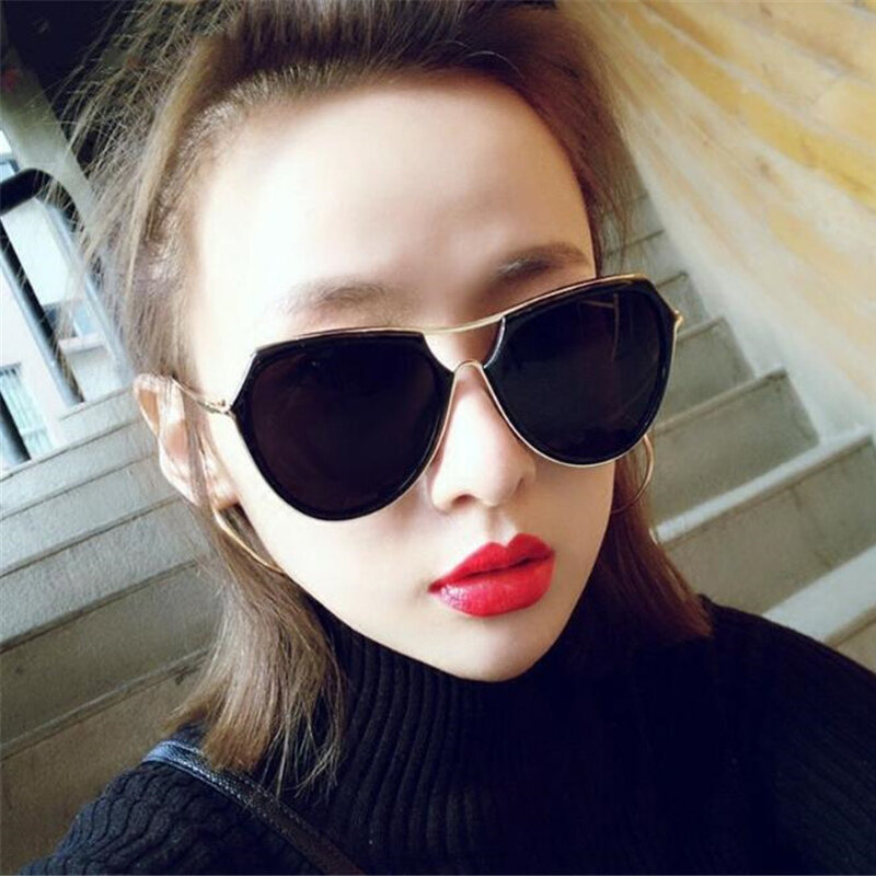 패션 대형 라운드 선글라스 여성 브랜드 디자이너 거울 빈티지 눈 태양 안경 여성 그늘 Lentes Gafas de sol UV400