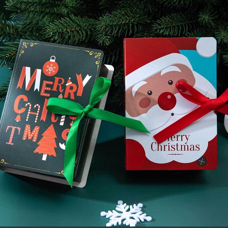 Cajas de dulces de Navidad, 5 piezas, embalaje de mariposa de Chocolate, bolsas de regalo, caja con forma de libro, suministros de decoración del hogar para fiesta de año nuevo 2021
