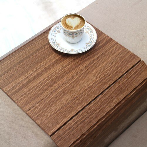 Practical Portable Coffee Table Home Office Sofa Edge Multi-Purpose Non-Slip Base Decorative Stylish Walnut Color
