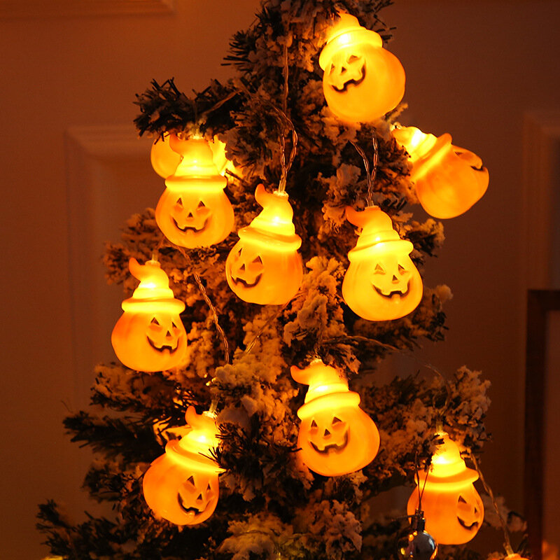 Guirlandes lumineuses décoratives pour Halloween, boîte à piles USB, citrouille, lanternes tête de mort, décoration de jardin extérieur, lumières étoilées