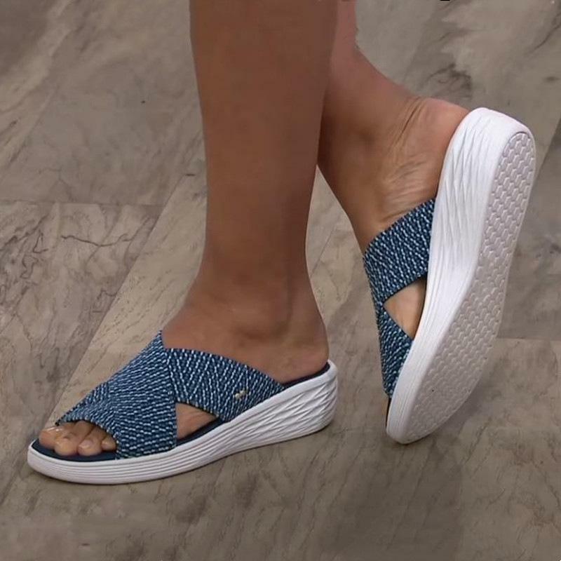 Zapatillas de cuña para mujer, sandalias de playa, zapatos informales de verano, zapatillas de plataforma, nuevas de 2021