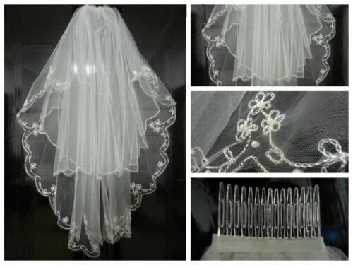 Voile de bal de mariage avec peigne, coude court, blanc/ivoire, nouveau Design 2T, offre spéciale