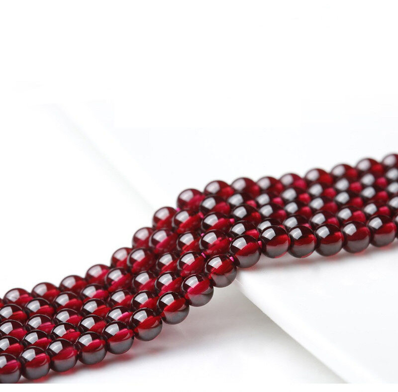 Natural Red Garnet Gemtone 2 3 4 5mm Round Faceted Fine Loose Beads Accessories for Necklace Bracelet Earring DIY Jewelry Making
