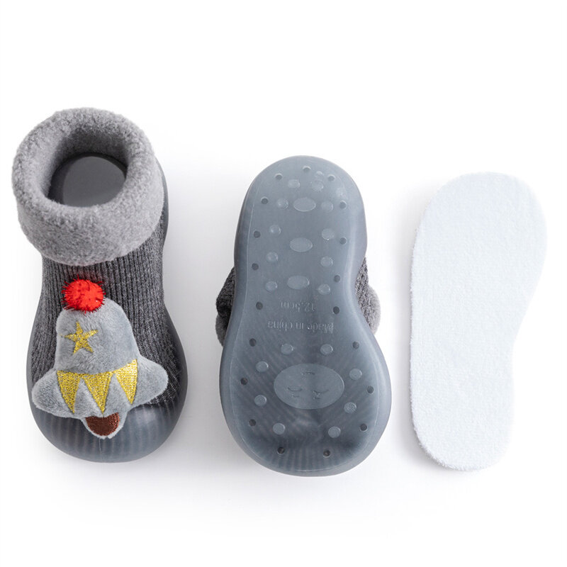 Chaussures antidérapantes pour bébés, semelle en caoutchouc souple, chaussons tricotés unisexe