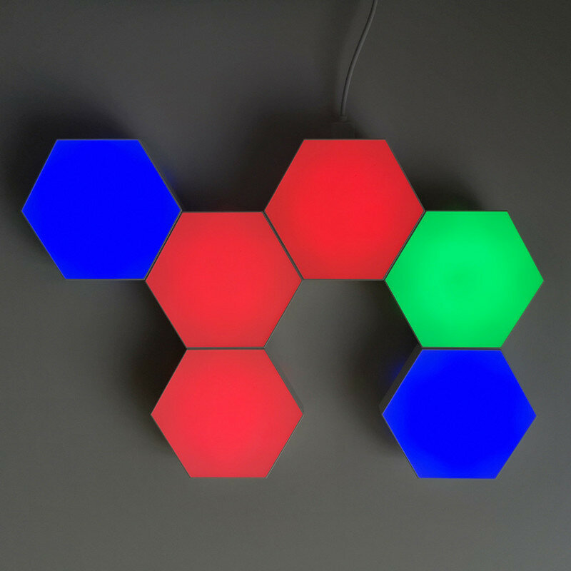 Creative New USB quantum lamp splicing hexagonal wall lamp remote control touch double control colorful wall honeycomb lamp