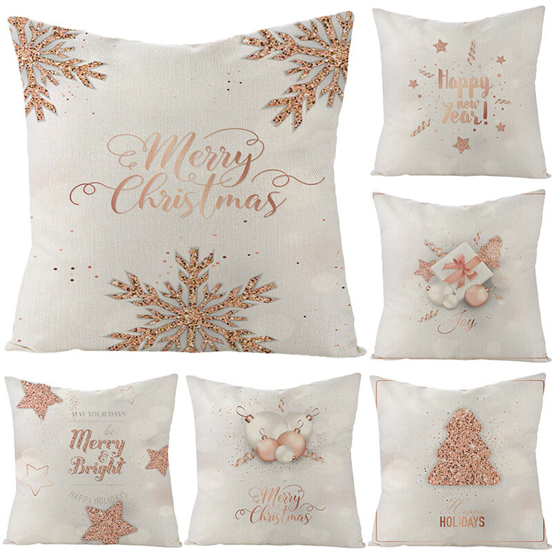 Simple and Modern Linen Pillowcase Christmas Pillowcase Office Sofa Cushion Home Decoration Square Pillowcase Wholesale
