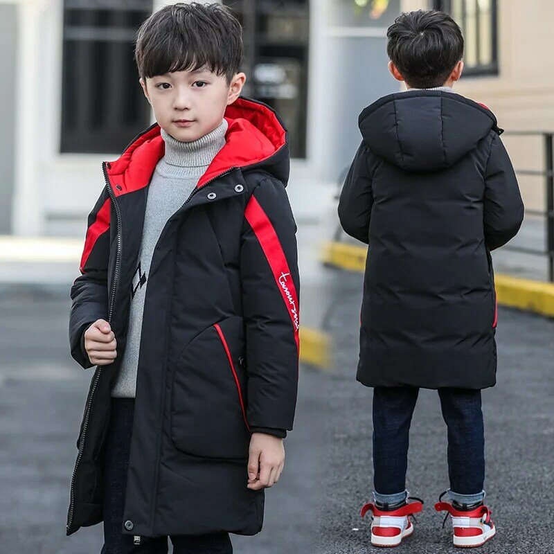 Ragazzi inverno giacca invernale ragazzo parka in cotone cappotto lungo con cappuccio caldo giacche per bambini abbigliamento 3-14 anni i bambini vestiti