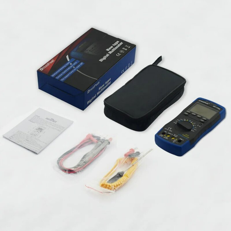 HoldPeak-multímetro Digital de rango automático, medidor de temperatura de corriente de voltaje, CC, CA, DMM, HP-770G, multímetro de diodo