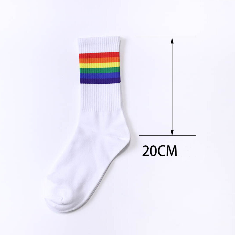 Junge Mädchen Socken Regenbogen Persönlichkeit Freies Liebe Mode Socken Geschenk Straße Baumwolle Atmungsaktiv College Stil