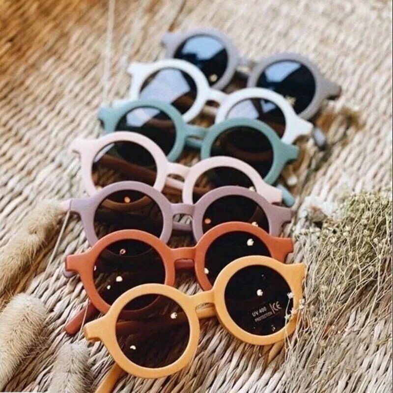 2021 детские солнцезащитные очки Детские ретро однотонные милые пляжные очки для защиты детей