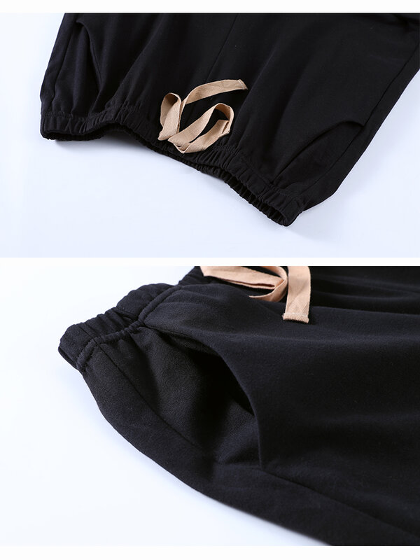 ATUENDO Spring Fashion Black Pajamas Sets for Women 100% Cotton PJS Casual Satin Soft Sleepwear Autumn Atoff Home Silk Nightwear