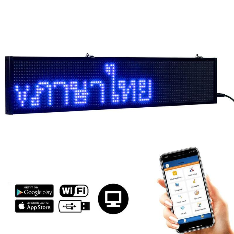 Letrero Led 110 220v, tablero de mensajes programable abierto, letrero inalámbrico de publicidad a Color, pantalla transparente de puntos de matriz de 34cm, 1024