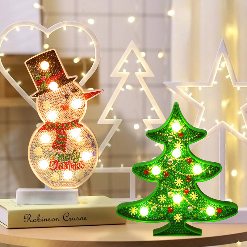 Christmas LED Light DIY Diamond Painting Night Light Christmas Gift Bedroom Night Lamp Home Decor Desk Light-sign Crafts Gift