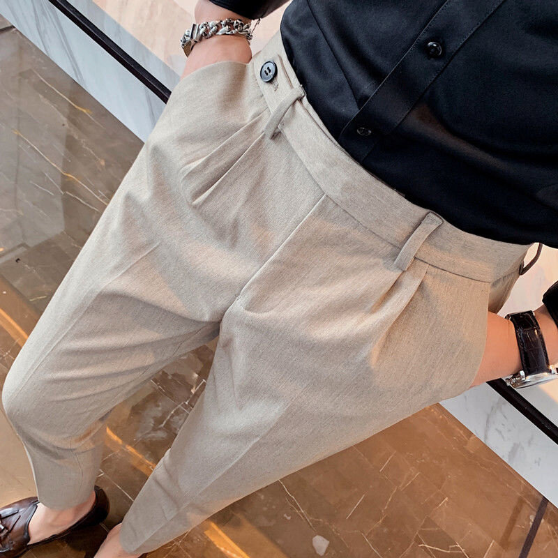 ผู้ชาย2021ฤดูใบไม้ผลิใหม่ธุรกิจอย่างเป็นทางการสวมใส่กางเกงชายกางเกงขายาวผู้ชาย Slim Fit Streetwear สำน...