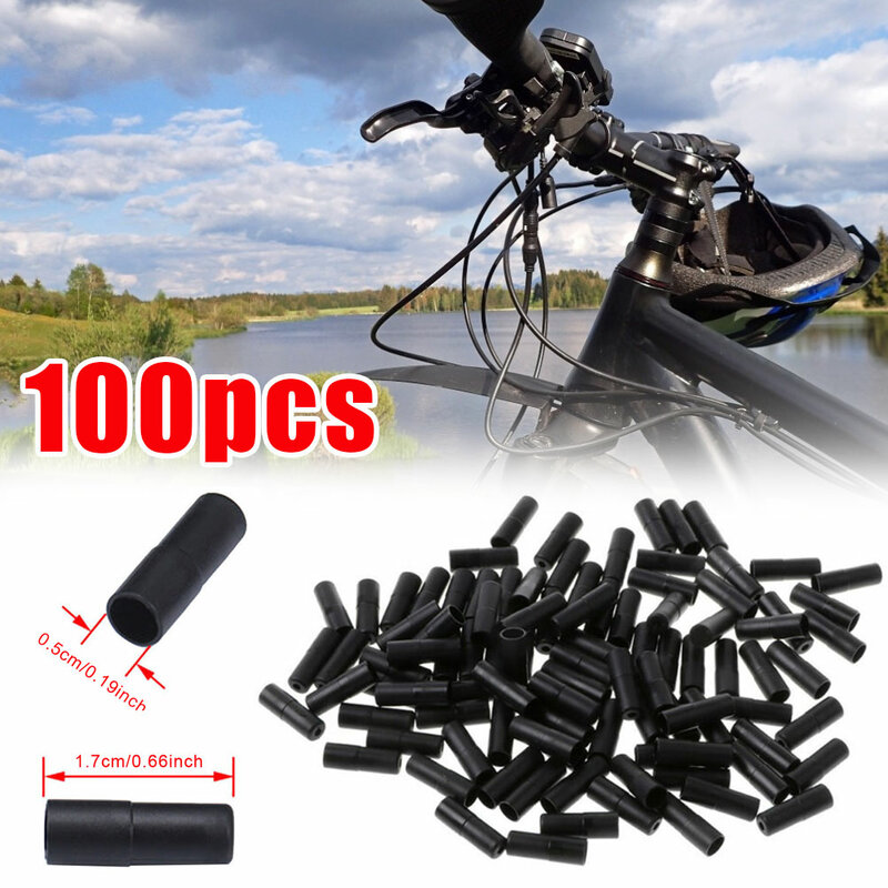 Unids/lote de 5mm para freno de bicicleta de montaña, tapas de extremo de Cable exterior, consejos engarzados, tapas de plástico para tubo de Cable, 100