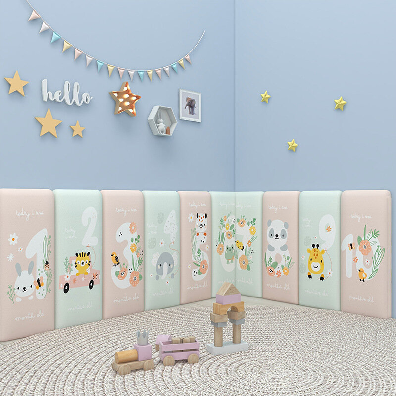 Cabecero de niños anticolisión bolsa suave pegatina de pared 3D de dibujos animados Tatami decoración de habitación de niños pegatinas de pared de guardería de bebé arte