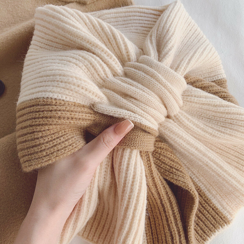 Écharpe tricotée en laine épaisse pour femmes, cache-col chaud, style d'hiver, collection 2021