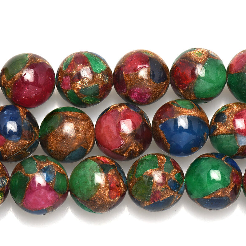Pierres rondes colorées du népal, perles amples pour la fabrication de bijoux, bracelets et colliers, bricolage, 6/8/10/12mm, HK168