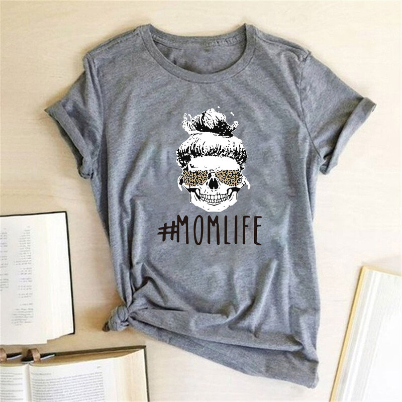 Camiseta de manga larga con estampado de letras para mujer Mom Life
