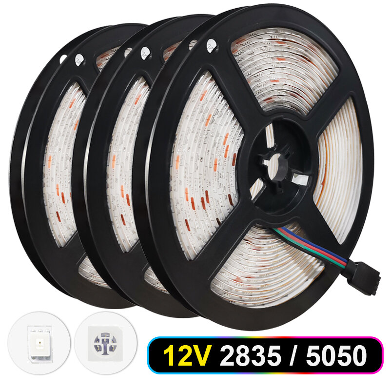 Tira de luces LED de 12V, cinta decorativa SMD2835 RGB5050, 30Led/M, impermeable, Flexible, rgb