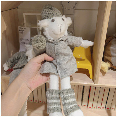 32cm Plush Sheep Lamb Couples Handmade Knitted Toys Knitting Dolls Baby Kids Girl Firend Kawaii Birthday Gift Drop Shipping